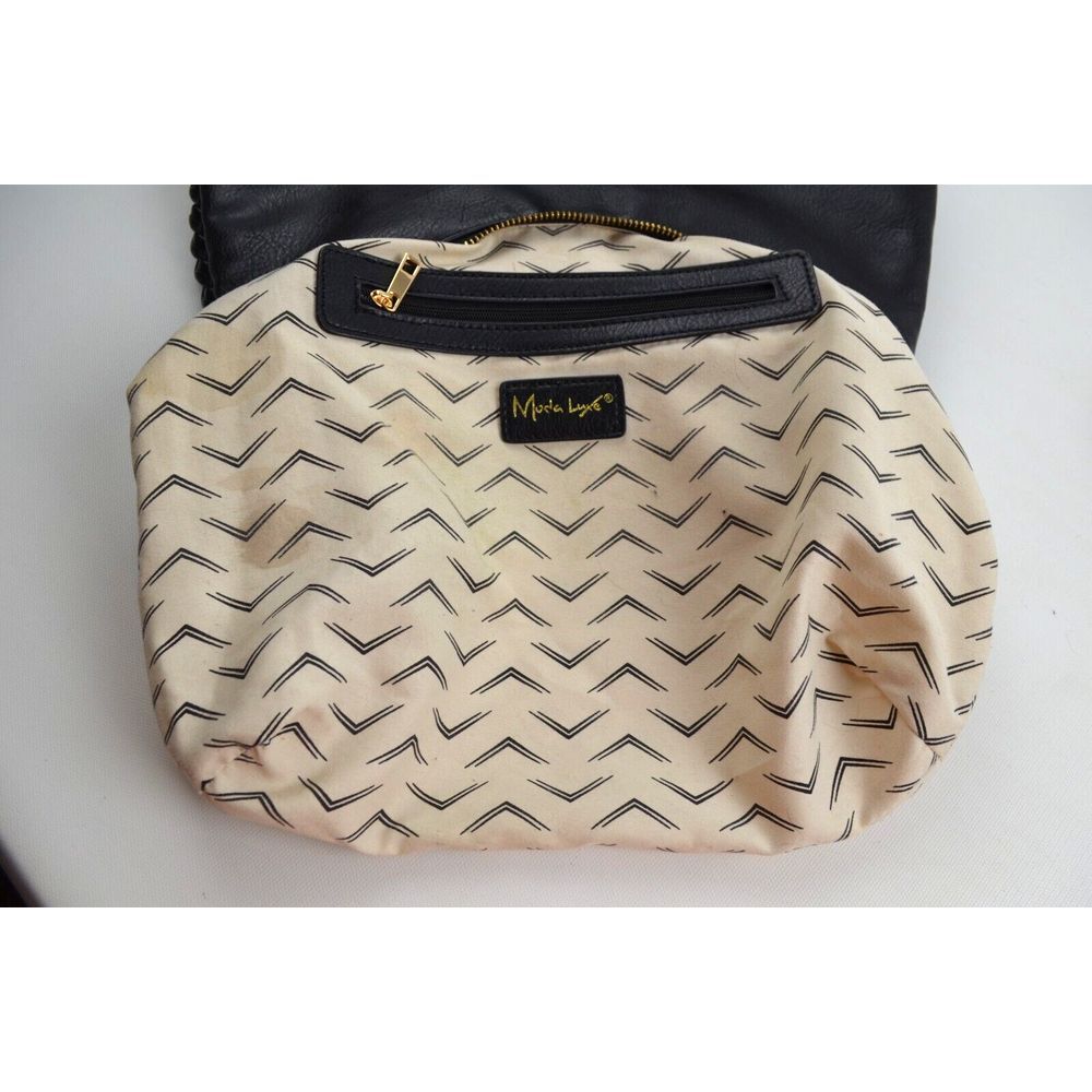 Moda Luxe Black Leather Hobo Shoulder Bag with Braided Detail - Picture 11 of 13